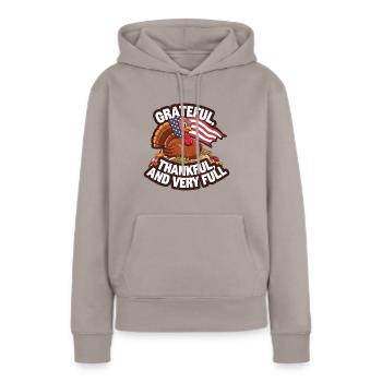 Dinde drôle de Thanksgiving - Sweat à capuche Premium bio Femme - taupe - Devant - Julia (174cm)
