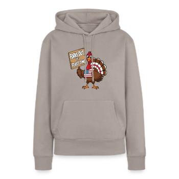 Dinde drôle de Thanksgiving - Sweat à capuche Premium bio Femme - taupe - Devant - Julia (174cm)