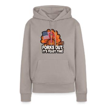 Dinde drôle de Thanksgiving - Sweat à capuche Premium bio Femme - taupe - Devant - Julia (174cm)