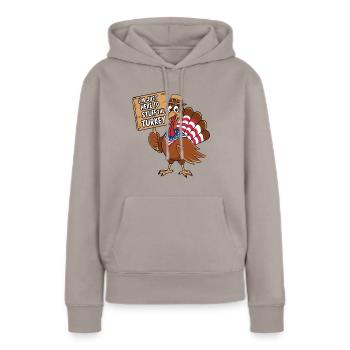 Dinde drôle de Thanksgiving - Sweat à capuche Premium bio Femme - taupe - Devant - Julia (174cm)