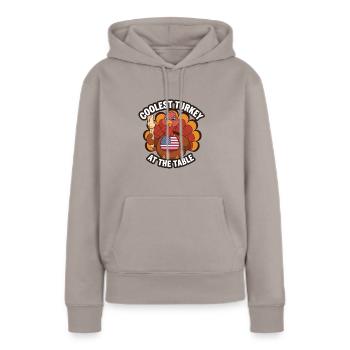 Dinde drôle de Thanksgiving - Sweat à capuche Premium bio Femme - taupe - Devant - Julia (174cm)