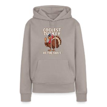 Dinde drôle de Thanksgiving - Sweat à capuche Premium bio Femme - taupe - Devant - Julia (174cm)
