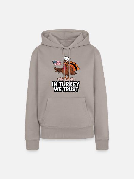 Lustiger Thanksgiving Truthahn - Frauen Premium Bio Hoodie - Taupe