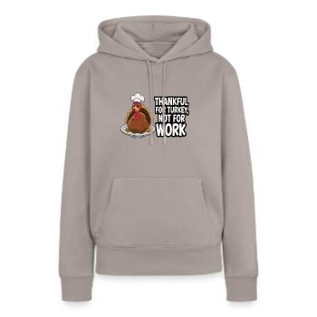 Dinde drôle de Thanksgiving - Sweat à capuche Premium bio Femme - taupe - Devant - Julia (174cm)