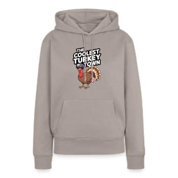 Dinde drôle de Thanksgiving - Sweat à capuche Premium bio Femme - taupe - Devant - Julia (174cm)