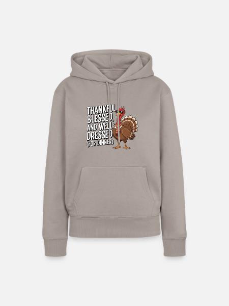 Lustiger Thanksgiving Truthahn - Frauen Premium Bio Hoodie - Taupe