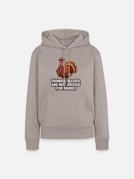 Lustiger Thanksgiving Truthahn - Frauen Premium Bio Hoodie - Taupe