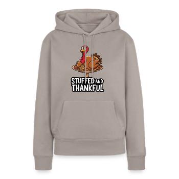 Dinde drôle de Thanksgiving - Sweat à capuche Premium bio Femme - taupe - Devant - Julia (174cm)
