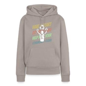 Littering Verschmutzung Umweltbewußtsein - Frauen Premium Bio Hoodie - Taupe - Vorne - Julia (174cm)