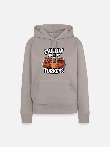 Lustiger Thanksgiving Truthahn - Frauen Premium Bio Hoodie - Taupe