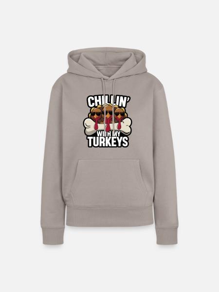 Lustiger Thanksgiving Truthahn - Frauen Premium Bio Hoodie - Taupe