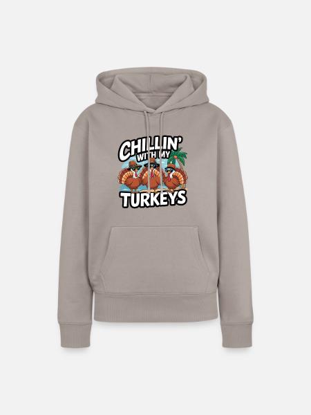 Lustiger Thanksgiving Truthahn - Frauen Premium Bio Hoodie - Taupe