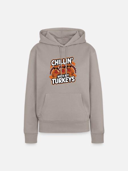 Lustiger Thanksgiving Truthahn - Frauen Premium Bio Hoodie - Taupe