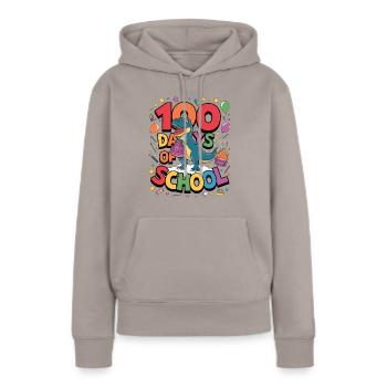 100e jour d'école 100e jour d'école pour les enfants - Sweat à capuche Premium bio Femme - taupe - Devant - Julia (174cm)
