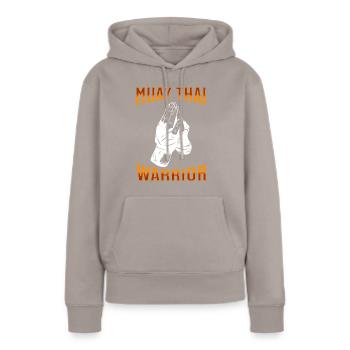 Muay Thai Boxing Muay Thai - Frauen Premium Bio Hoodie - Taupe - Vorne - Julia (174cm)