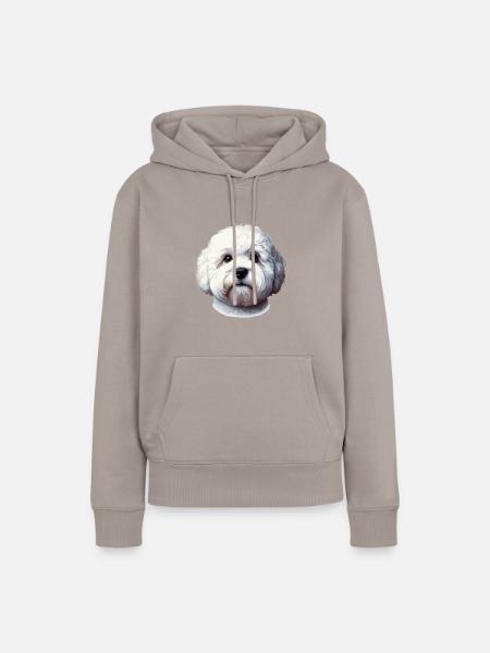 Hundegesicht - Bologneser - Frauen Premium Bio Hoodie - Taupe