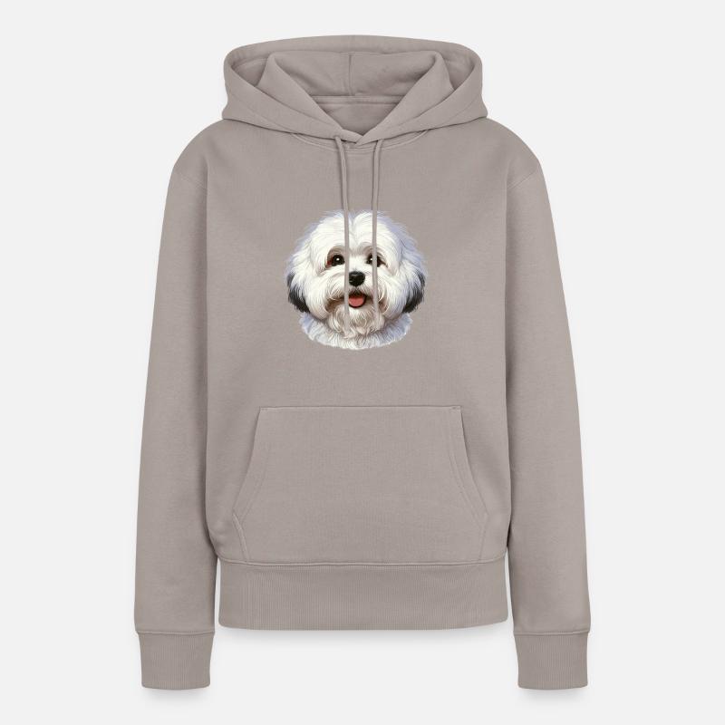 Visage de Chien - Coton de Tuléar - Sweat à capuche Premium bio Femme - taupe