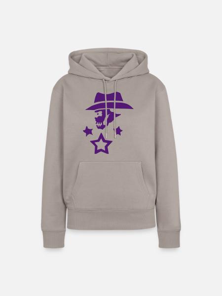 Totenkopf Cowboy Sterne Skull einfarbig - Frauen Premium Bio Hoodie - Taupe