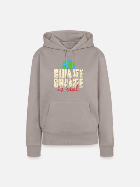 Climate Change is real - Frauen Premium Bio Hoodie - Taupe