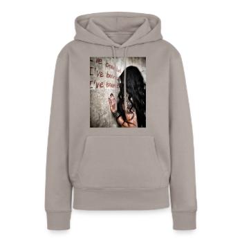 Bad Girl - Frauen Premium Bio Hoodie - Taupe - Vorne - Julia (174cm)