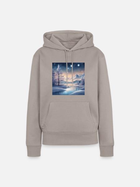Winterlandschaft Fantasy - Frauen Premium Bio Hoodie - Taupe