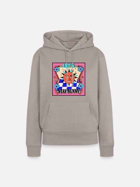 Stay Sunny_ Retro Design - Frauen Premium Bio Hoodie - Taupe