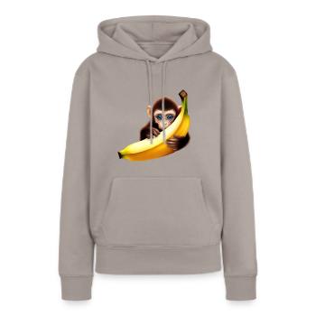 Banane à cache-cache de singe - Sweat à capuche Premium bio Femme - taupe - Devant - Julia (174cm)