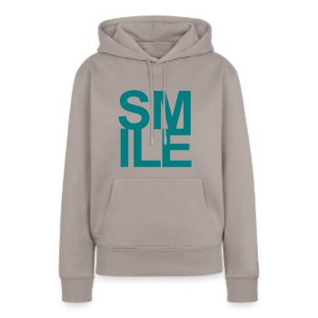 SMILE - Frauen Premium Bio Hoodie - Taupe - Vorne - Julia (174cm)