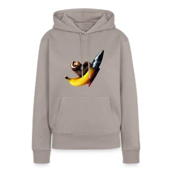 Rocket Banana Monkey Astronaut - Women’s Premium Organic Hoodie - taupe - Front - Julia (174cm)