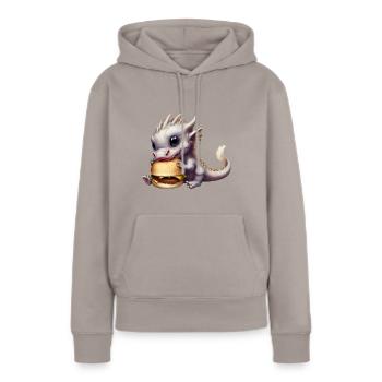 Cheeseburger Dragon - Sweat à capuche Premium bio Femme - taupe - Devant - Julia (174cm)