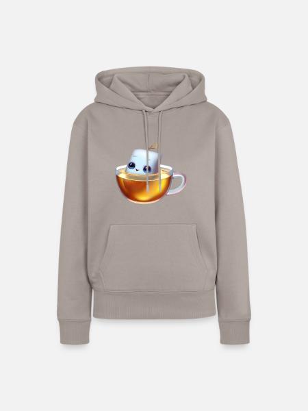 Genießerischer Teebeutel - Frauen Premium Bio Hoodie - Taupe