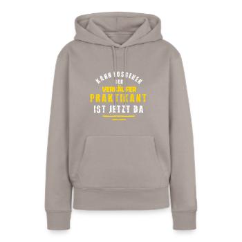 Verkäufer Praktikant Verkauf Praktikum Handel - Frauen Premium Bio Hoodie - Taupe - Vorne - Julia (174cm)