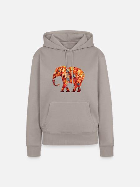 Elefant im Herbstlaub - Frauen Premium Bio Hoodie - Taupe