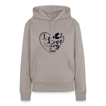 I love my son - Women’s Premium Organic Hoodie - taupe - Front - Julia (174cm)