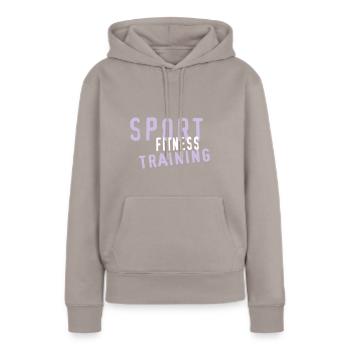 SPORT FITNESS TRAINING - Sweat à capuche Premium bio Femme - taupe - Devant - Julia (174cm)