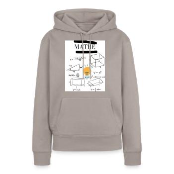 MATHE shirt - Frauen Premium Bio Hoodie - Taupe - Vorne - Julia (174cm)