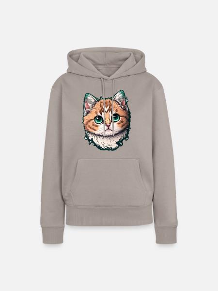 Altmodische Katze - Frauen Premium Bio Hoodie - Taupe