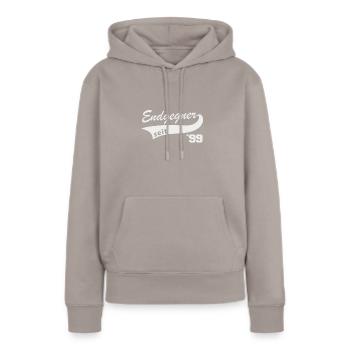 Endgegner 1999 geboren Videospiele Legende 90er - Frauen Premium Bio Hoodie - Taupe - Vorne - Julia (174cm)