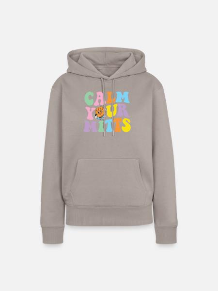 Calm Your Mitts Baseball-t-shirt - Frauen Premium Bio Hoodie - Taupe