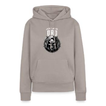 T-shirt hymne à la paternité des pères de papa de heavy metal - Sweat à capuche Premium bio Femme - taupe - Devant - Julia (174cm)