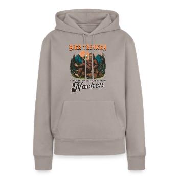 Boire de la bière protège contre les coups de soleil dans le cou - Sweat à capuche Premium bio Femme - taupe - Devant - Julia (174cm)
