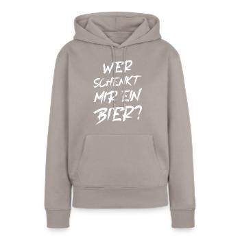 Qui va me donner une bière ? Festival de la bière de Majorque - Sweat à capuche Premium bio Femme - taupe - Devant - Julia (174cm)