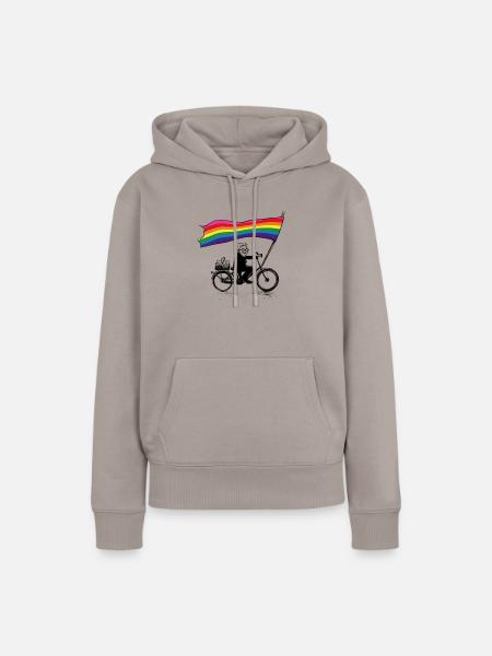Olas gegen rechts - Frauen Premium Bio Hoodie - Taupe