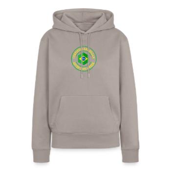 Drapeau Brésilien Certifié Brésilien - Sweat à capuche Premium bio Femme - taupe - Devant - Julia (174cm)