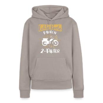 Zweitakter Moped Mofa Spruch - Frauen Premium Bio Hoodie - Taupe - Vorne - Julia (174cm)