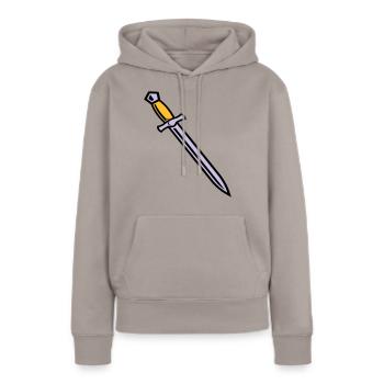 Schwert - Frauen Premium Bio Hoodie - Taupe - Vorne - Julia (174cm)