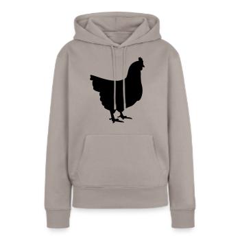 Poule - Sweat à capuche Premium bio Femme - taupe - Devant - Julia (174cm)