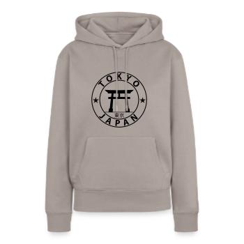 Tokyo - Sweat à capuche Premium bio Femme - taupe - Devant - Julia (174cm)