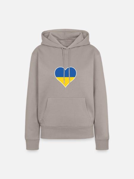 Ukraine Herz - Frauen Premium Bio Hoodie - Taupe