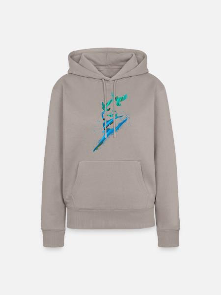 tanz,tänzerin,blau,graffiti,leichtigkeit, vögel - Frauen Premium Bio Hoodie - Taupe